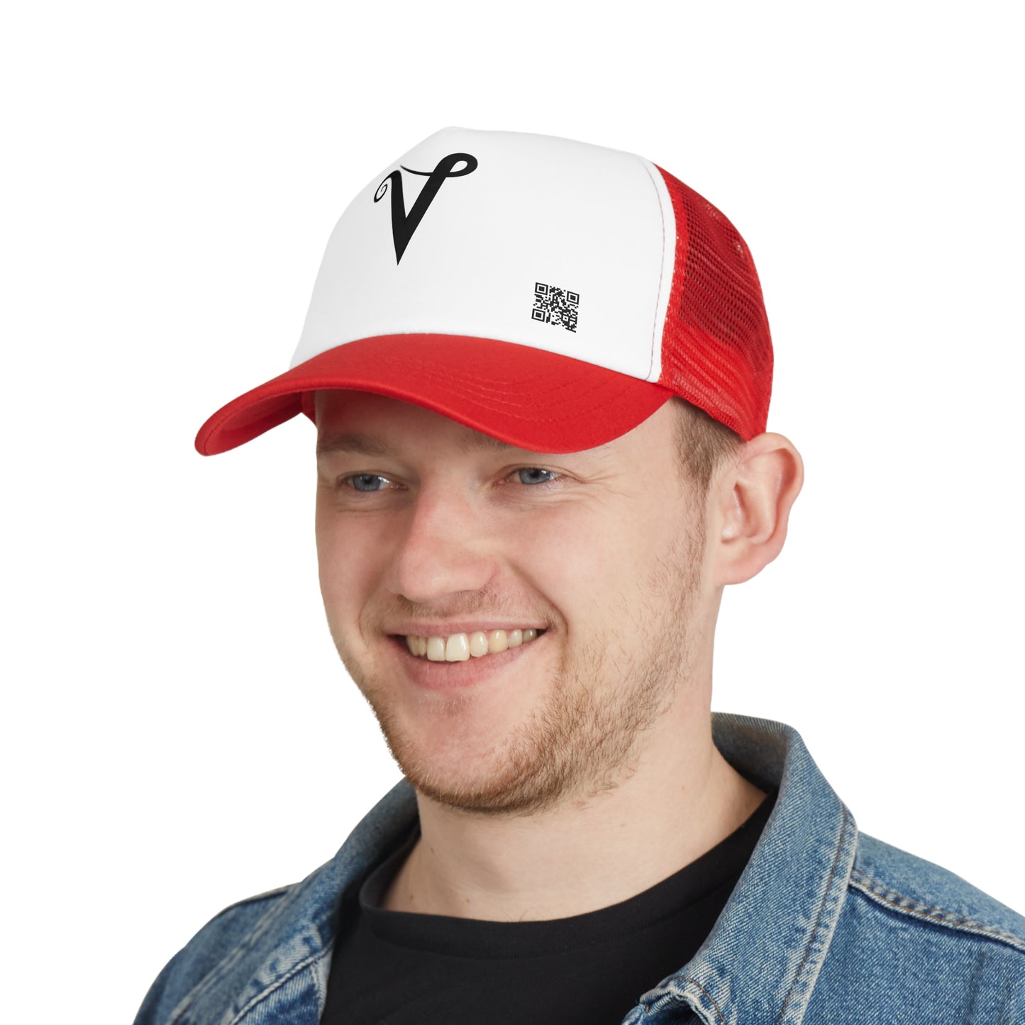 V Logo Mesh Snapback in Black or Red