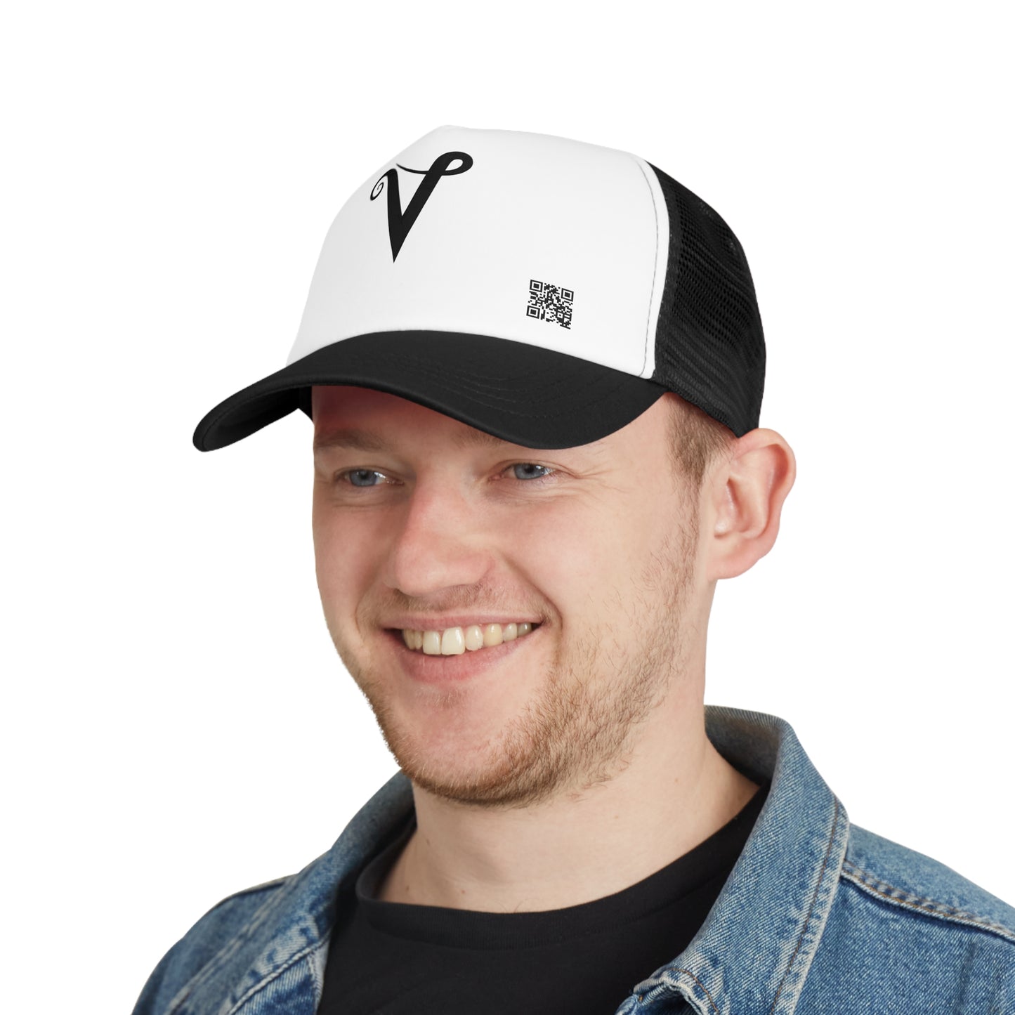V Logo Mesh Snapback in Black or Red
