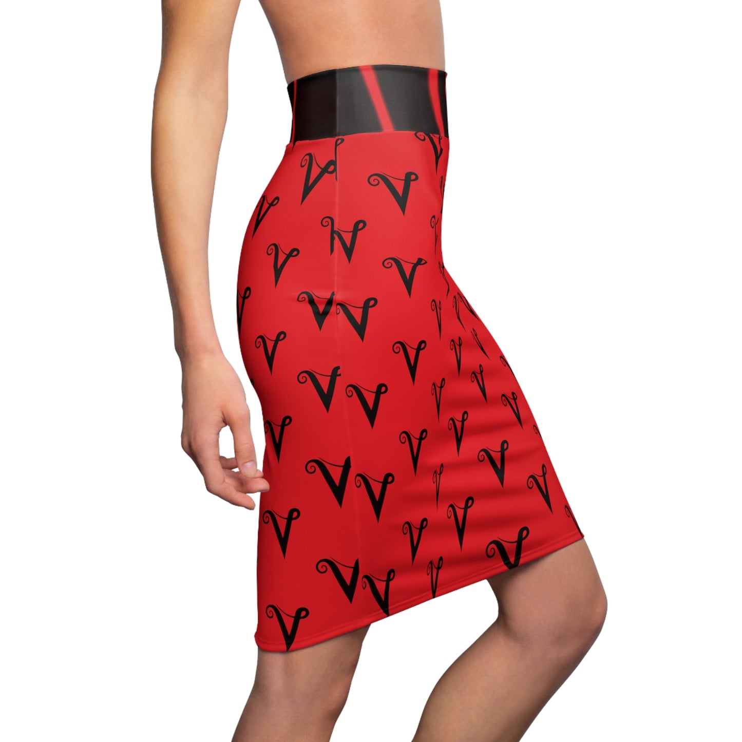 V Logo Monogram Women's Pencil Skirt