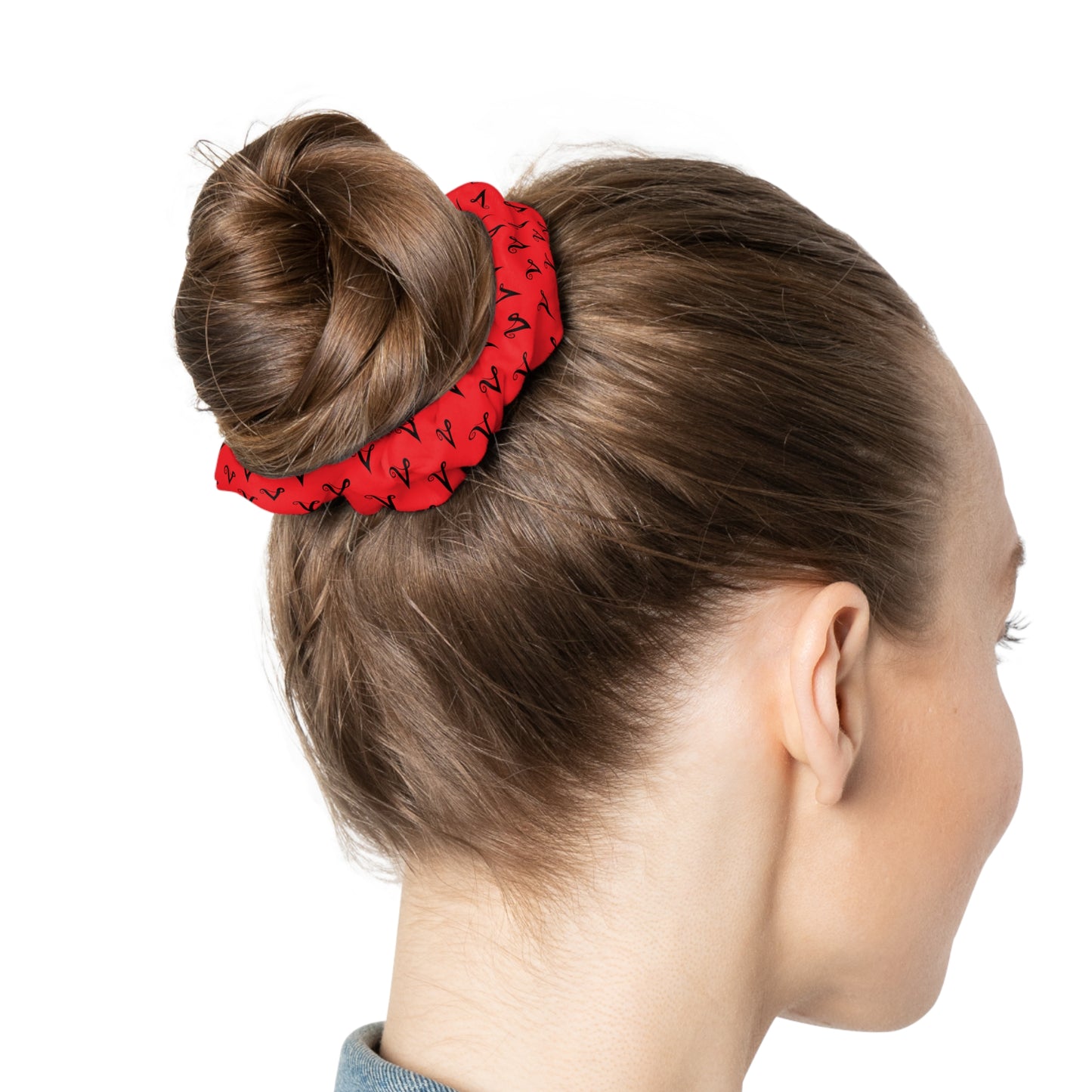 V logo monogram Scrunchie in red