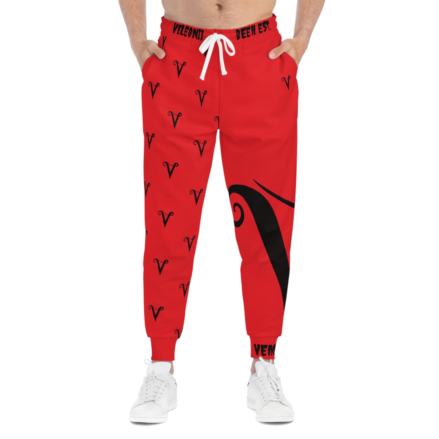 Red V Logo Athletic Joggers