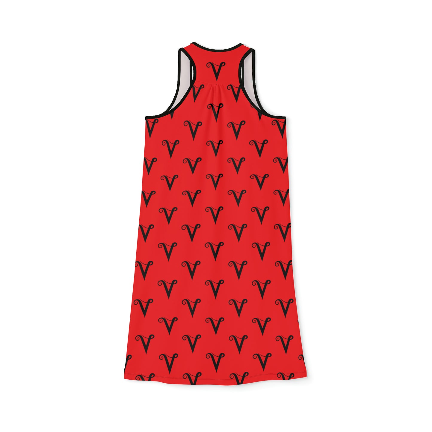 V logo Monogram Women's Racerback Dress in Red