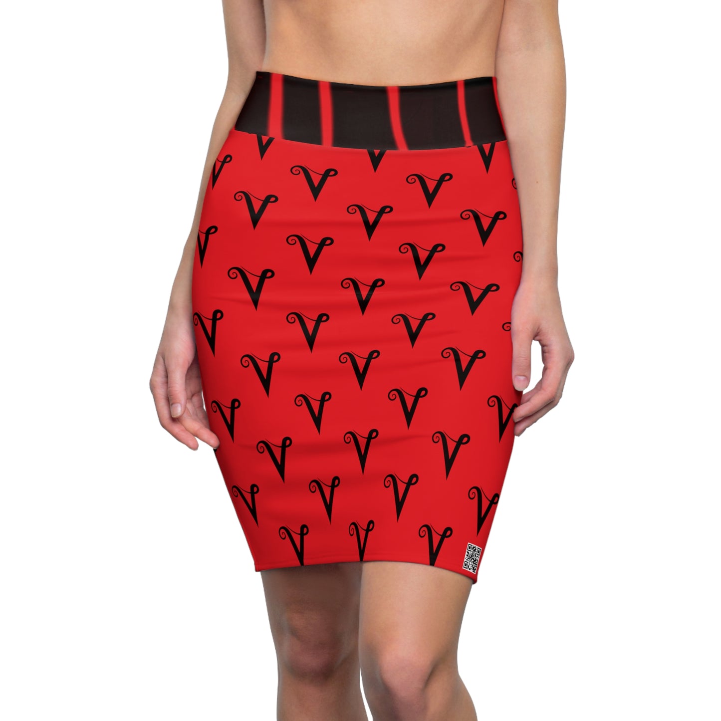 V Logo Monogram Women's Pencil Skirt