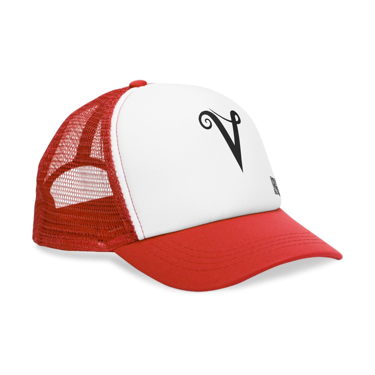 V Logo Mesh Snapback in Black or Red