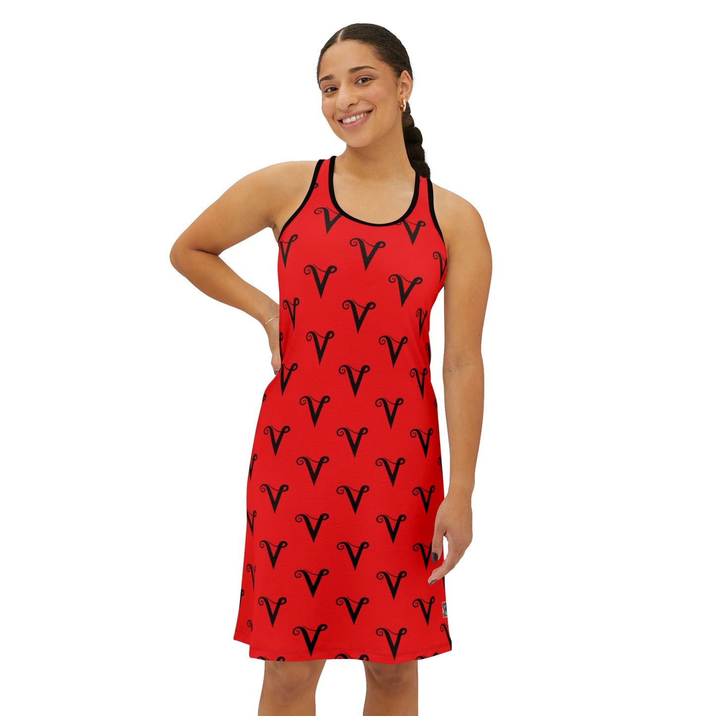 V logo Monogram Women's Racerback Dress in Red