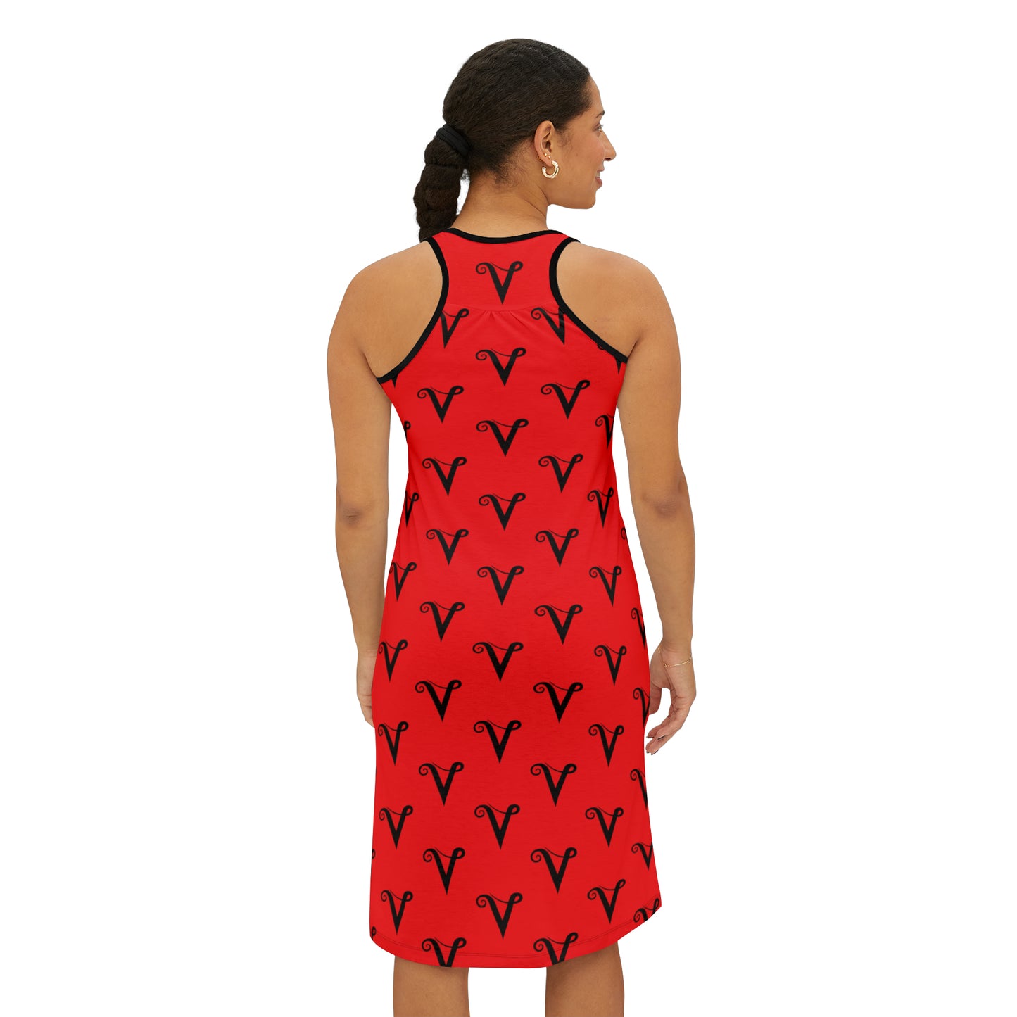 V logo Monogram Women's Racerback Dress in Red