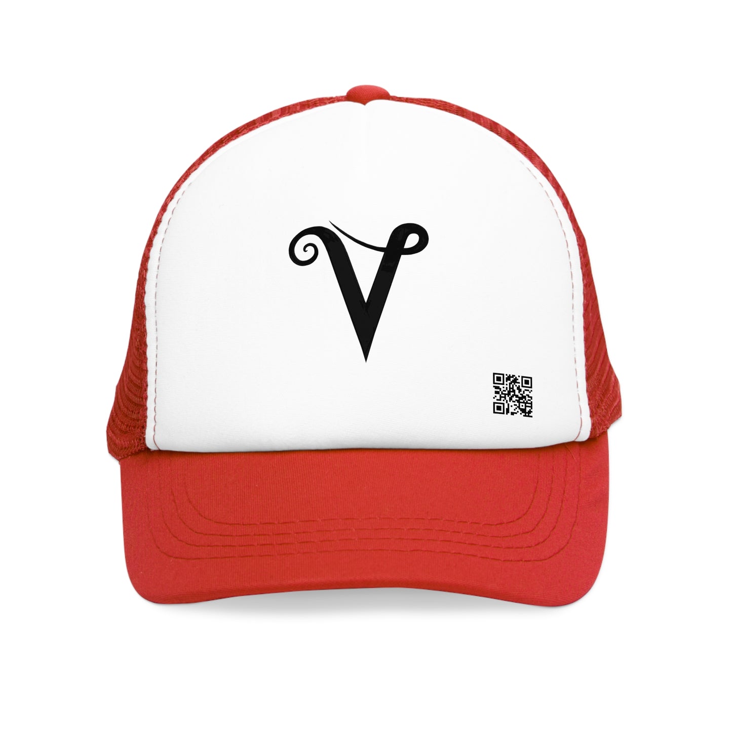 V Logo Mesh Snapback in Black or Red