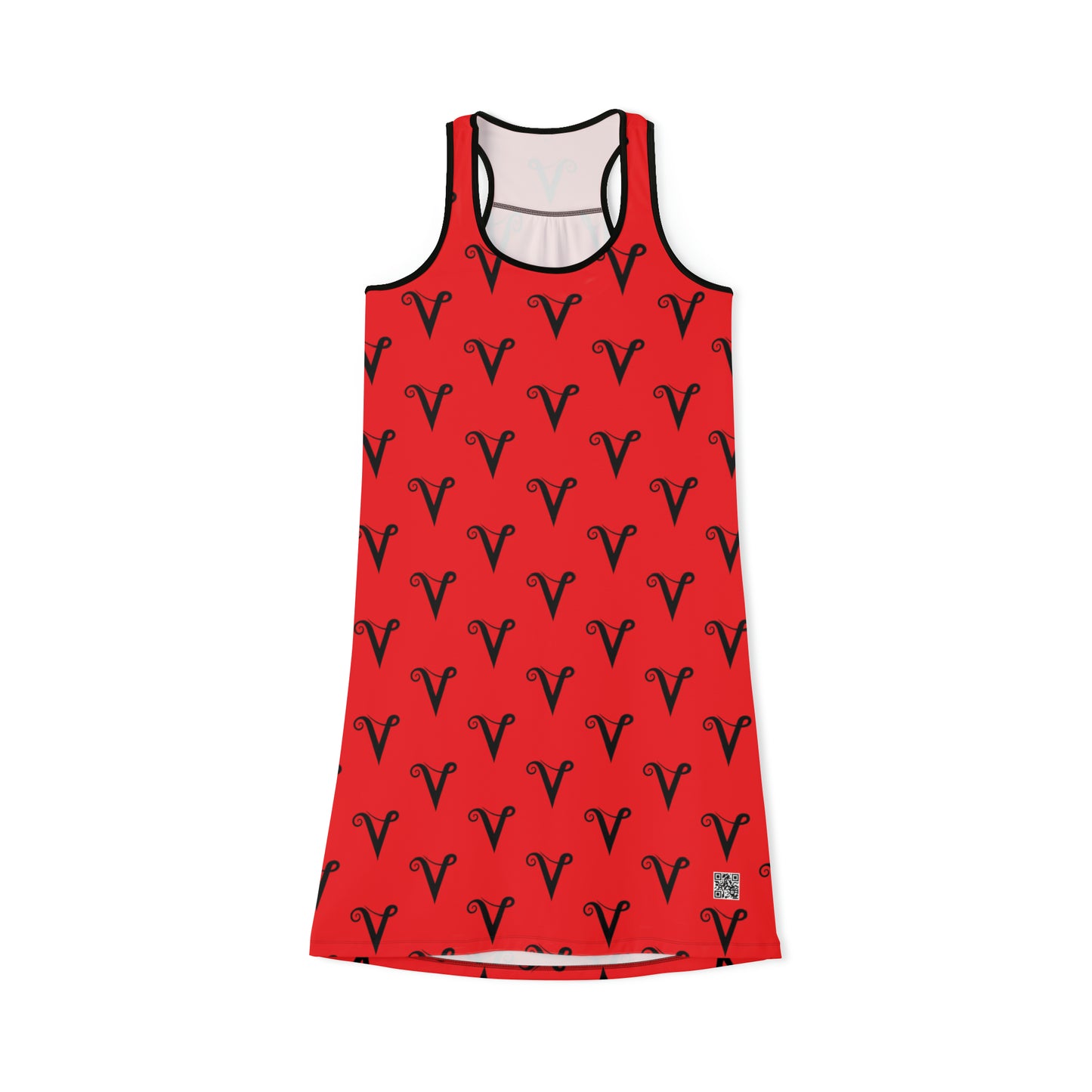 V logo Monogram Women's Racerback Dress in Red